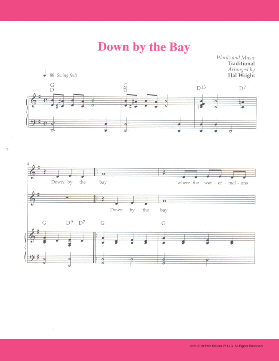 Down by the Bay Voice scores gallery preview page 1