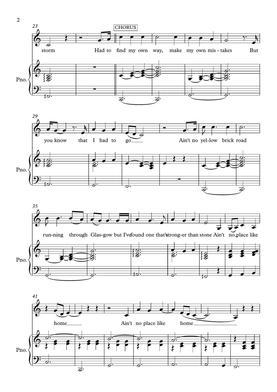Glasgow (no Place Like Home) Piano, Vocal scores gallery preview page 2
