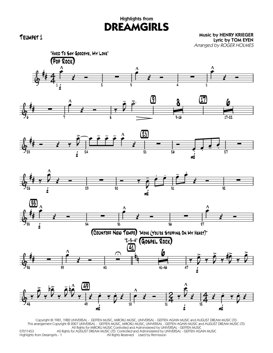 Highlights from Dreamgirls - Trumpet 1 Jazz Ensemble scores gallery preview page 1