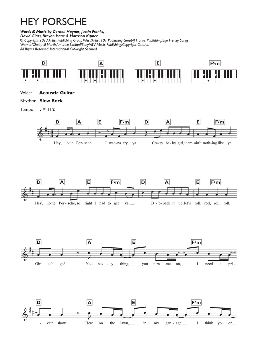 Hey Porsche Piano Solo scores gallery preview page 1