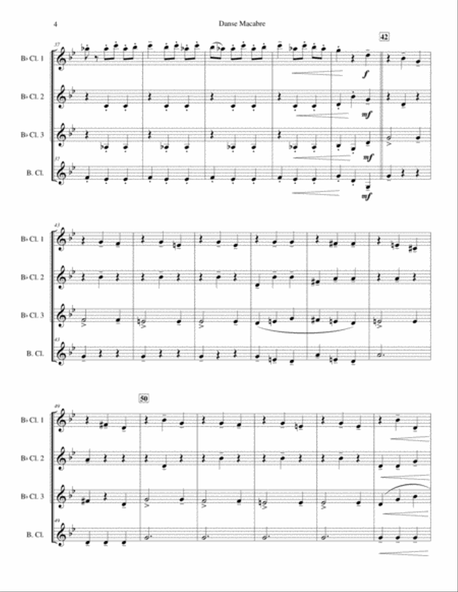 Danse Macabre for Clarinet Quartet Clarinet Quartet scores gallery preview page 4