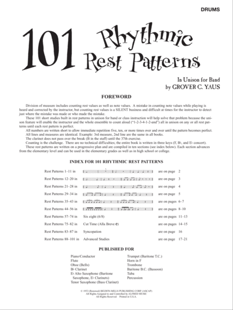 101 Rhythmic Rest Patterns