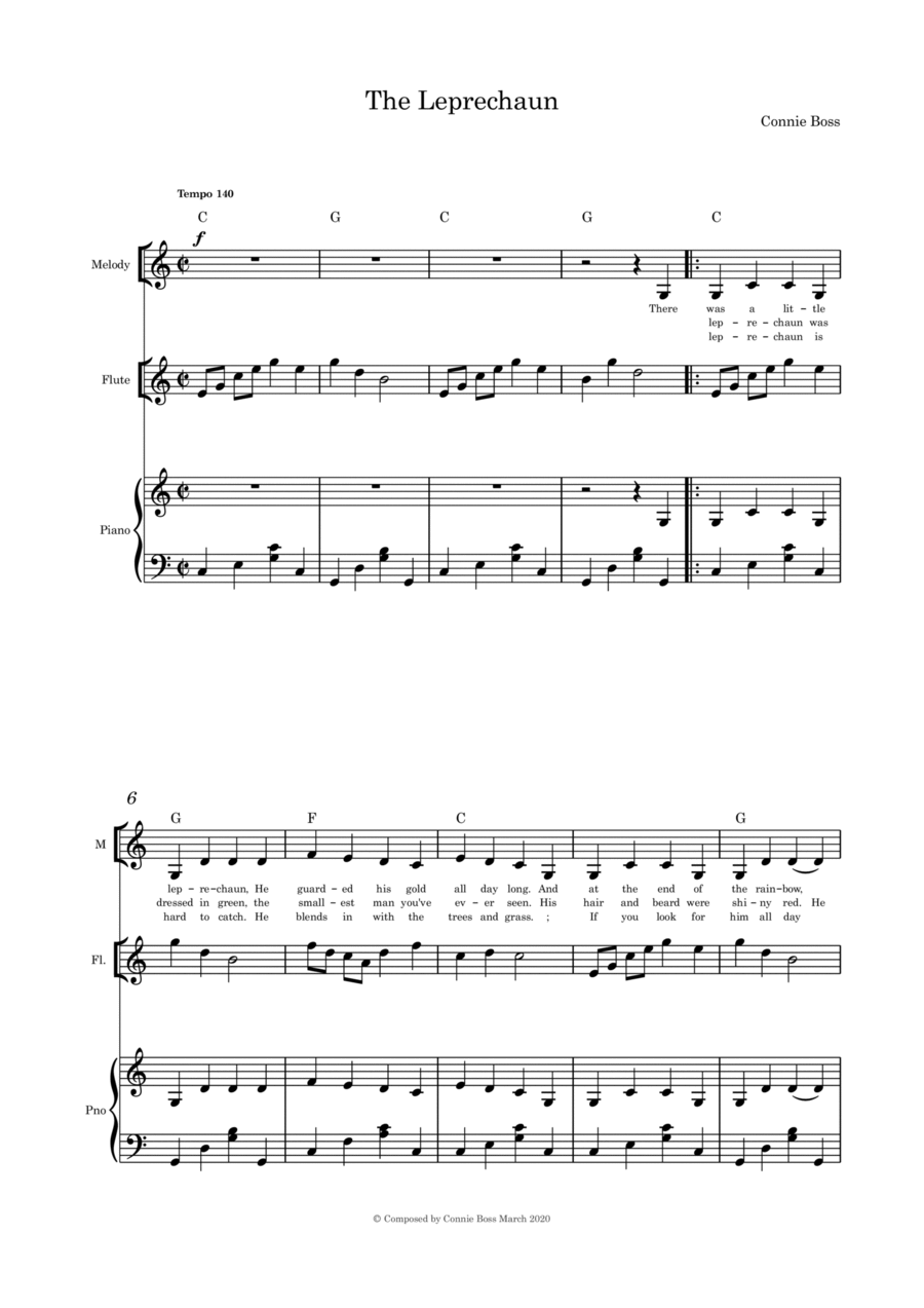 The Leprechaun - solo flute and piano Flute Solo scores gallery preview page 1