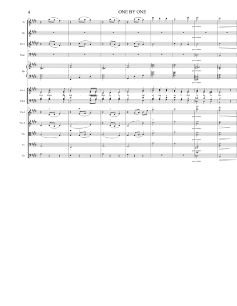 One by One - Full Orchestra, Choirs, and Vocal (by Paul Cardall, David A. Bednar) 4-Part scores gallery preview page 4
