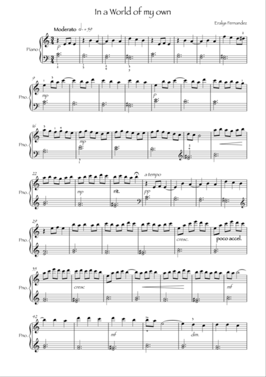 In a world of my own Piano Method scores gallery preview page 1