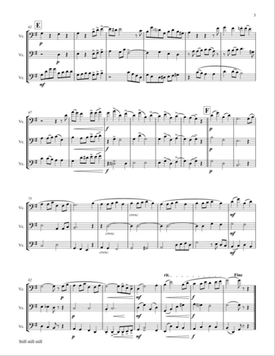 Still Still Still - Christmas song - Cello Trio - G String Trio scores gallery preview page 4