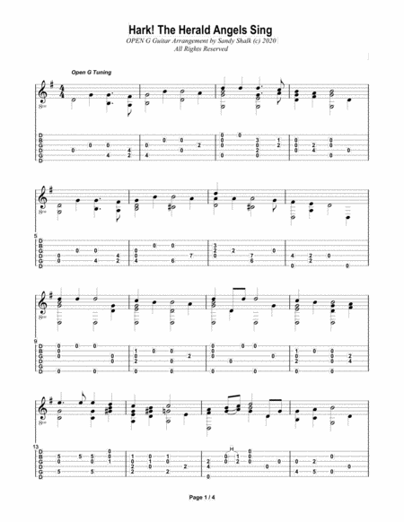 Hark! The Herald Angels Sing (OPEN G Fingerstyle Guitar) image number null
