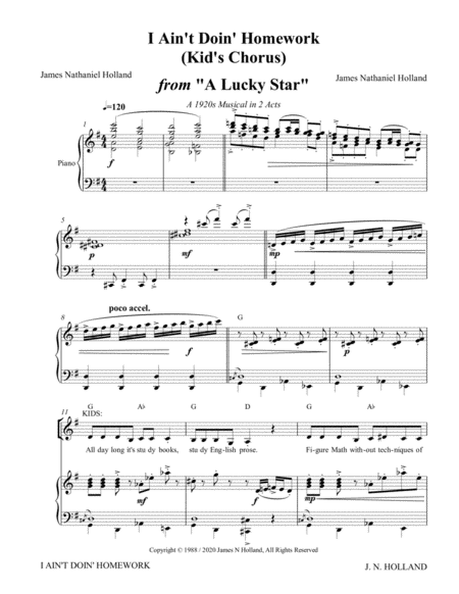 I Ain't Doin' Homework for Kid's Chorus from the Musical "A Lucky Star"