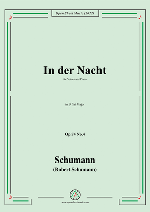 Book cover for Schumann-In der Nacht,Op.74 No.4,in B flat Major,for Voice and Piano