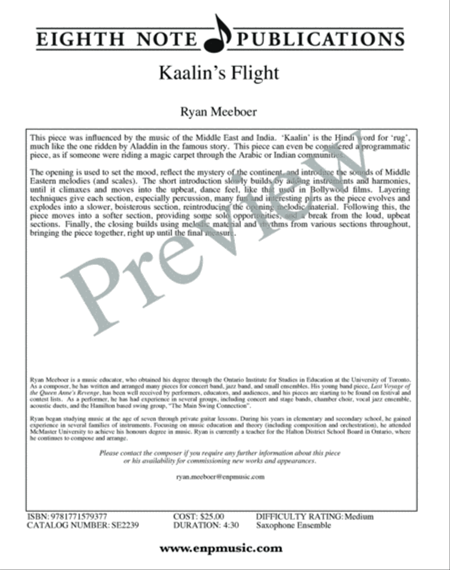 Kaalin's Flight Kaalin's Flight Small Ensemble scores gallery preview page 2