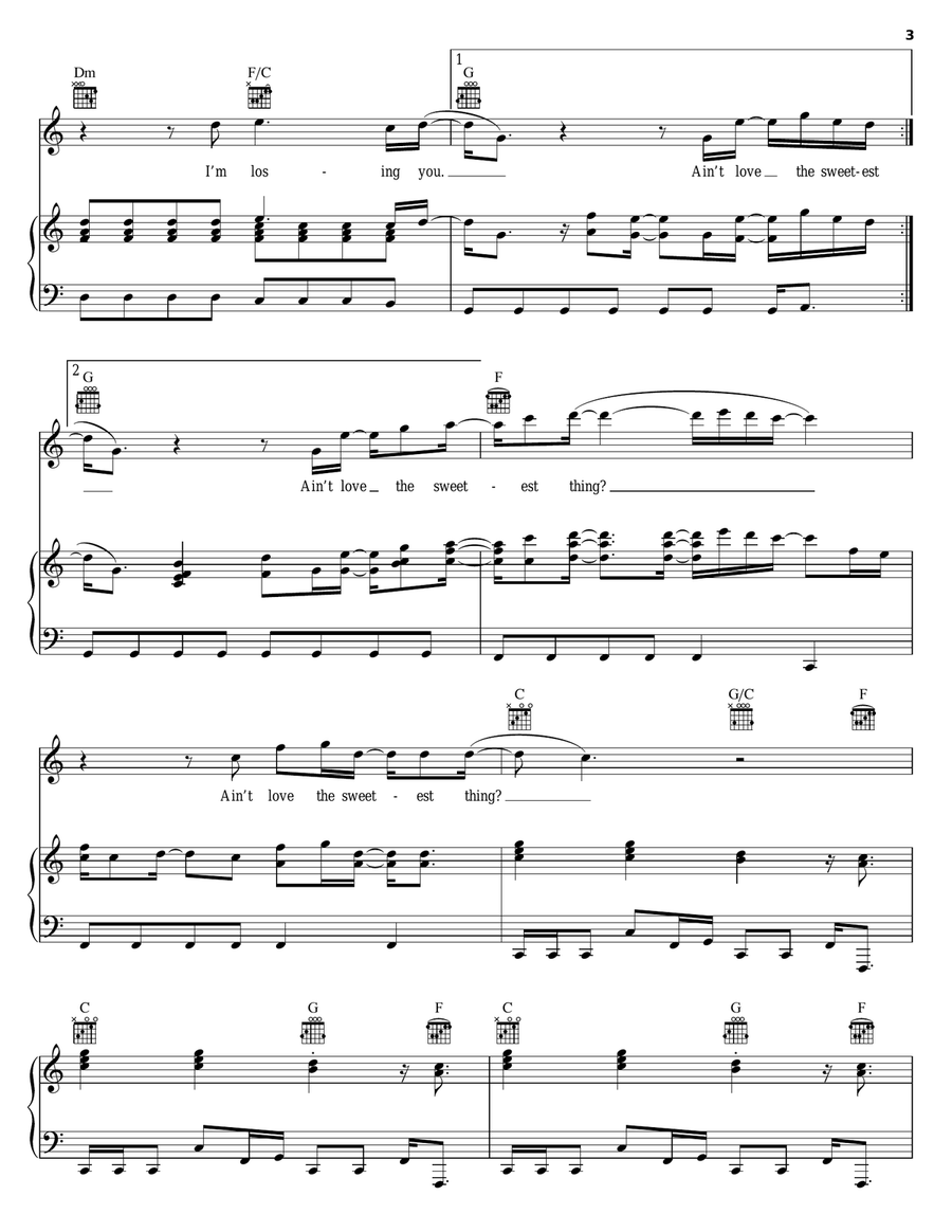 Sweetest Thing Piano, Vocal, Guitar scores gallery preview page 3