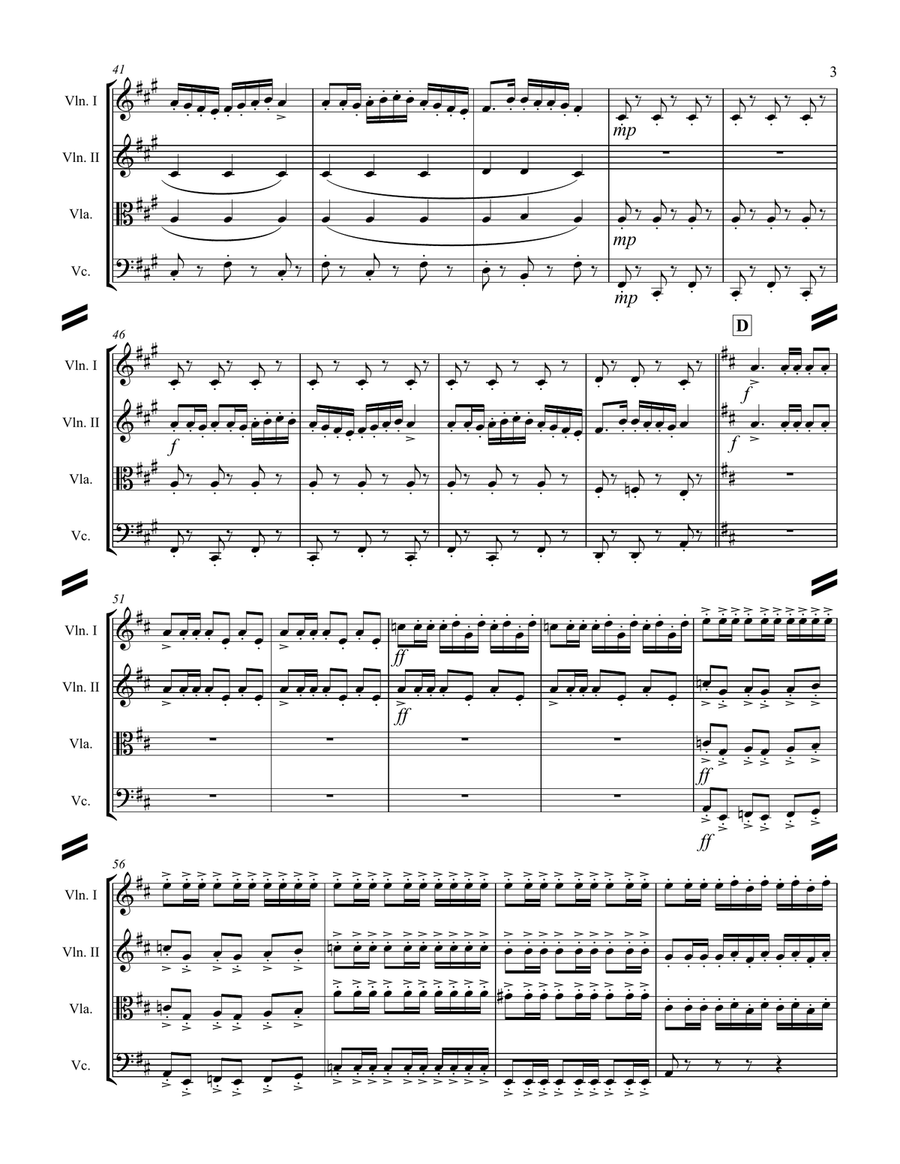Procession of the Nobles from Mlada (for String Quartet) String Quartet scores gallery preview page 4