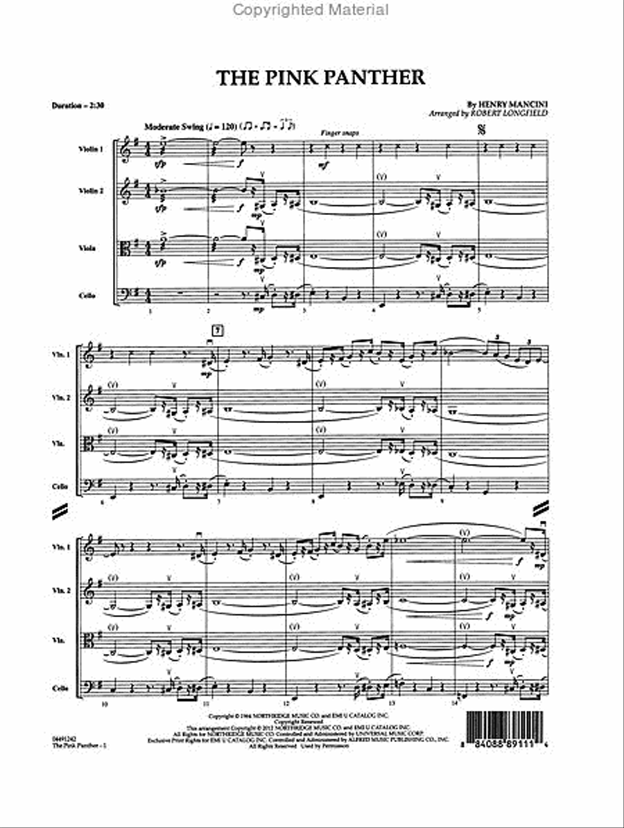 The Pink Panther String Quartet scores gallery preview page 2