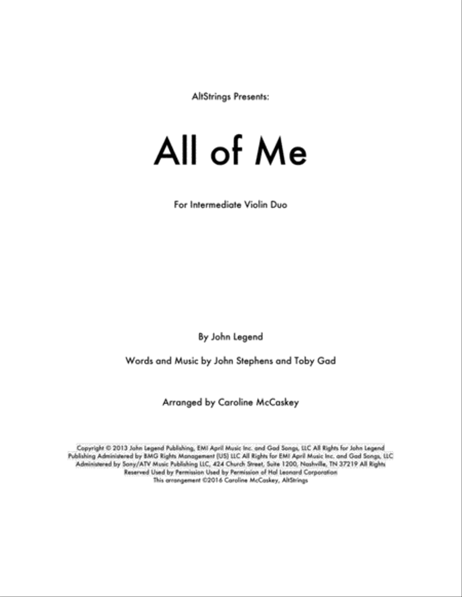 All Of Me String Duet scores gallery preview page 1