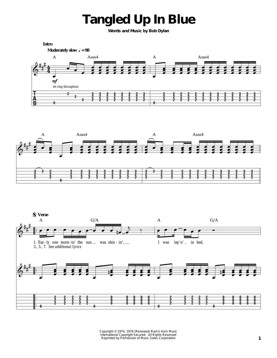 Tangled Up In Blue Acoustic Guitar scores gallery preview page 1