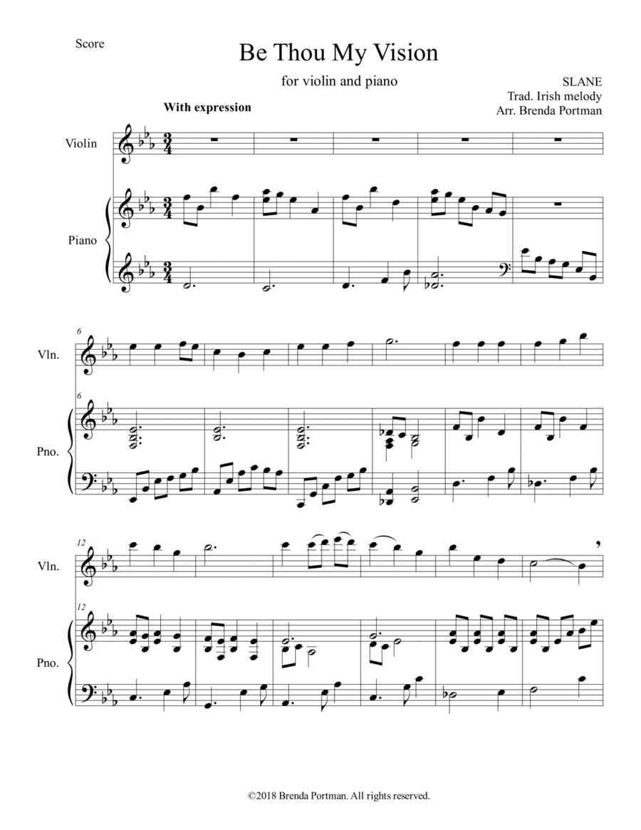 Be Thou My Vision (violin/piano), arr. Brenda Portman image number null