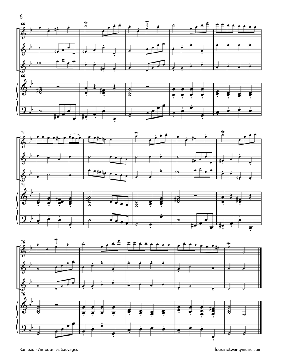 Air pour les Sauvages, arranged for three flutes and piano Flute Solo scores gallery preview page 6