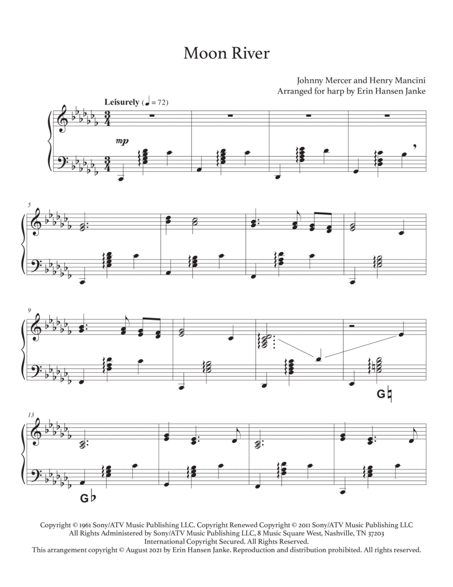 Moon River Harp scores gallery preview page 1