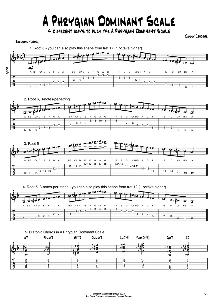 A Phrygian Dominant Scale (4 Ways to Play) Electric Guitar scores gallery preview page 1