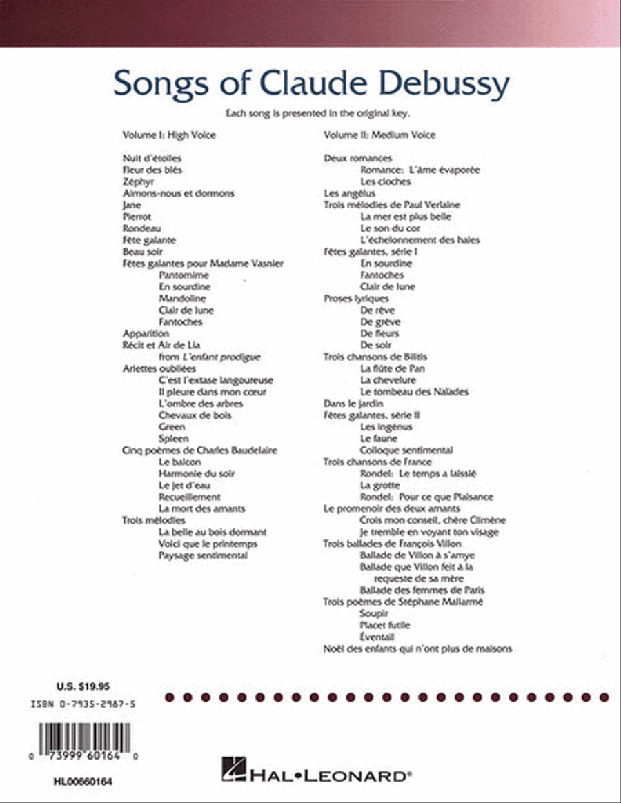 Songs of Claude Debussy High Voice scores gallery preview page 2