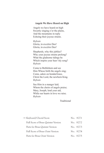 Angels We Have Heard On High (Downloadable Keyboard/Choral Score)