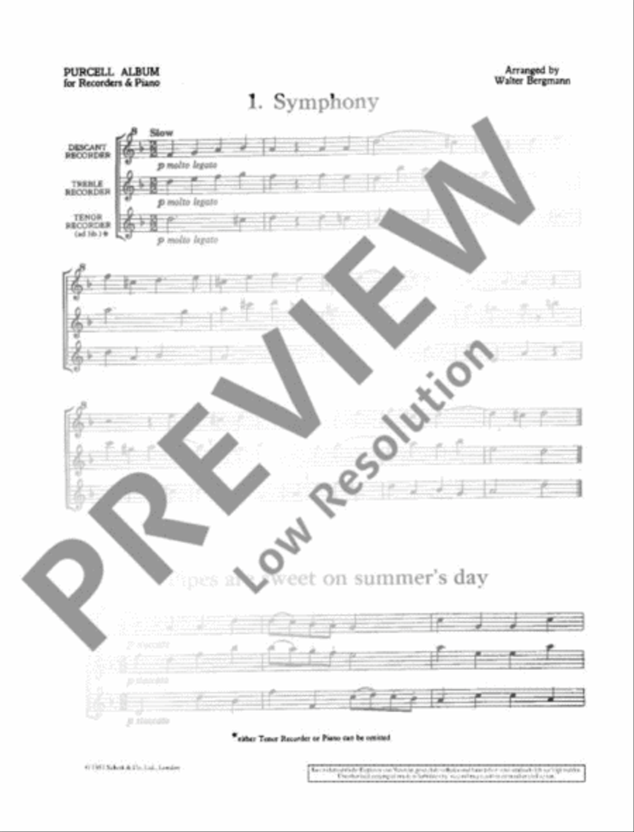Henry Purcell Album Alto Recorder scores gallery preview page 3