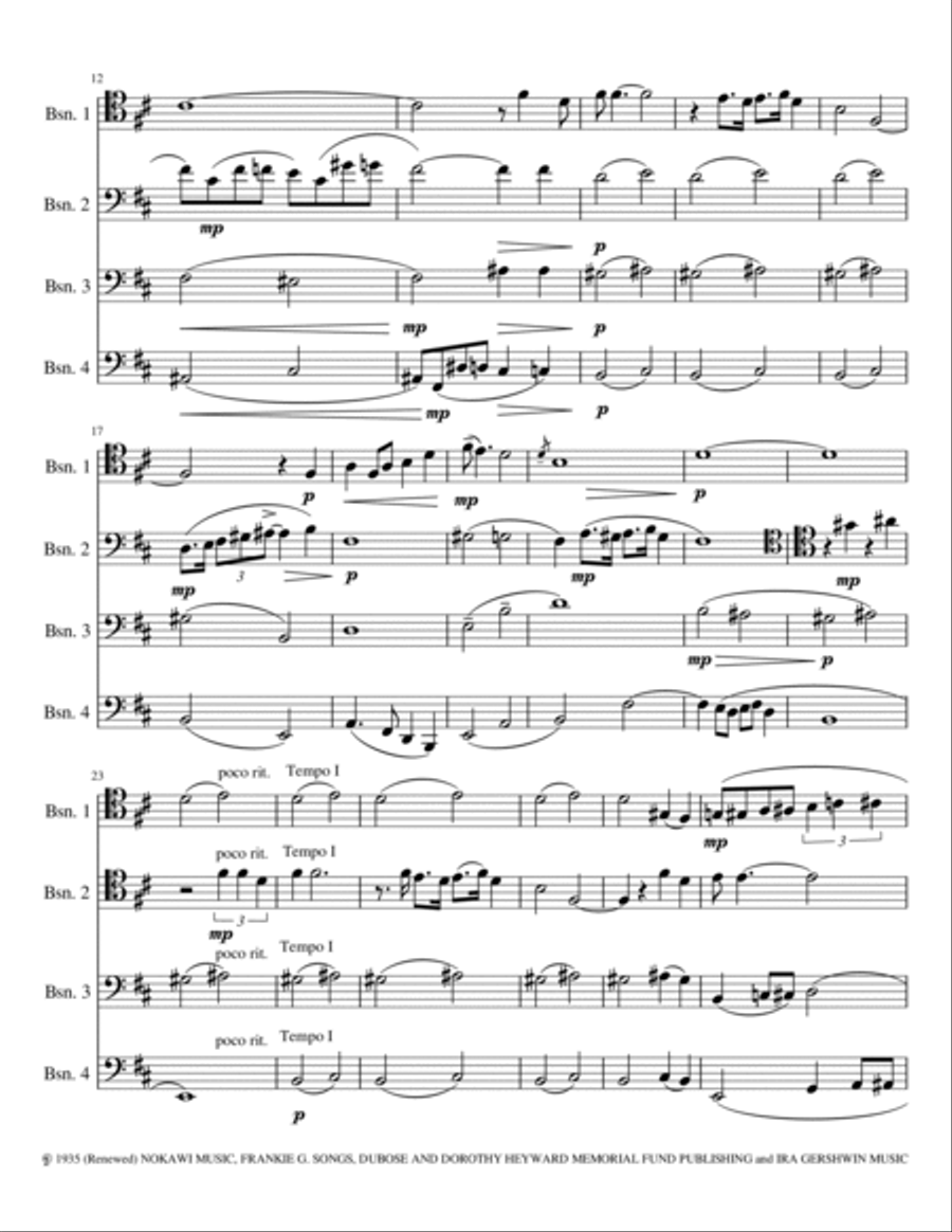 Summertime Summertime Bassoon Quartet scores gallery preview page 2