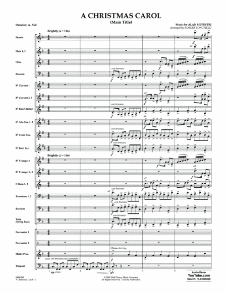 A Christmas Carol (Main Title) (arr. Robert Longfield) - Conductor Score (Full Score)