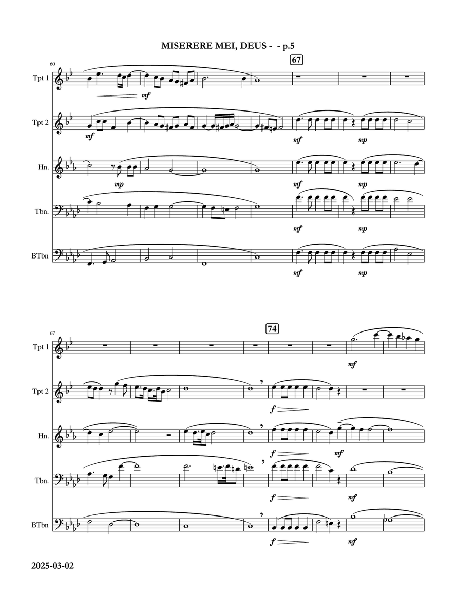 Miserere Mei Deus - Gregorio Allegri - Brass Quintet Brass Quintet scores gallery preview page 5