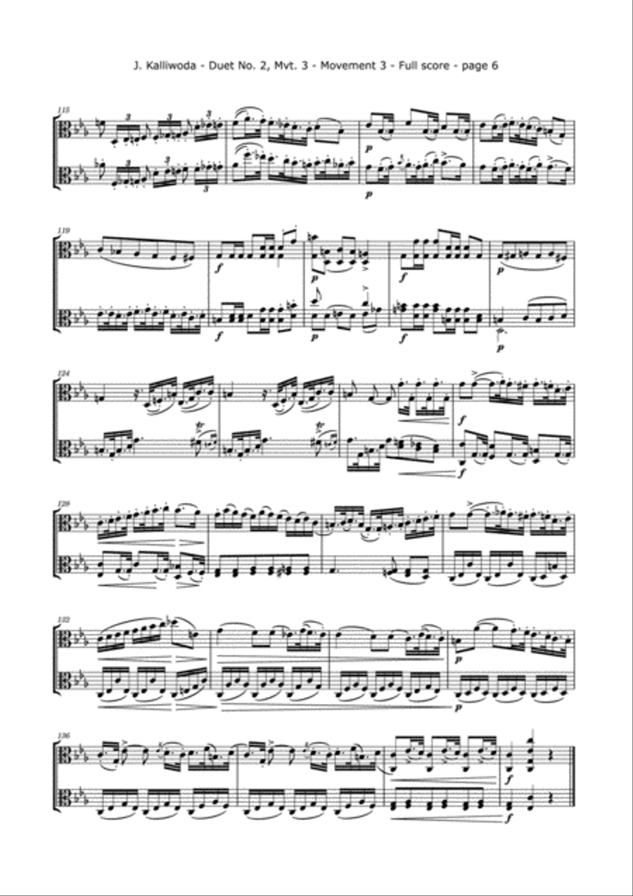 Kalliwoda, J. - Duet No.2, Mvt. 3, Op. 70 for Two Violas String Duet scores gallery preview page 6
