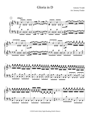 Gloria in D (For Solo Piano