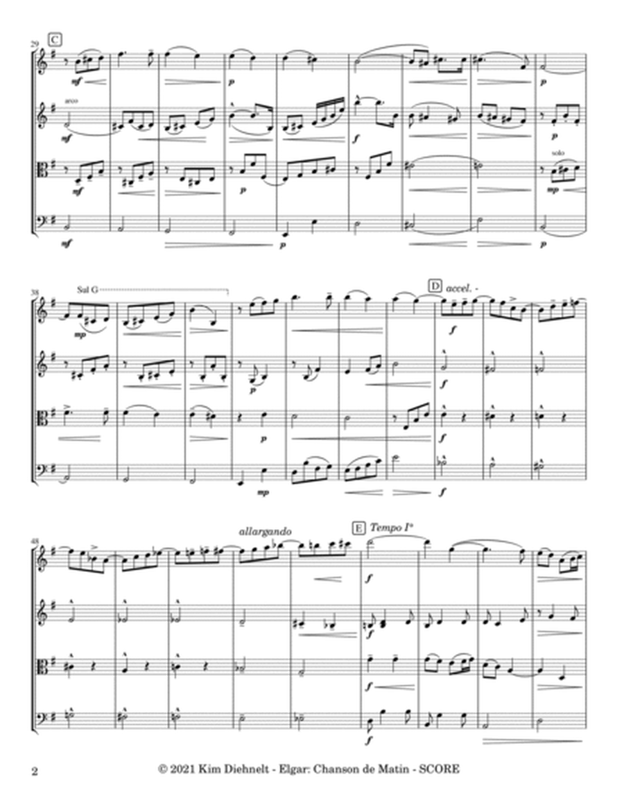 Elgar: Chanson de Matin (Arr. Diehnelt, for String Quartet)