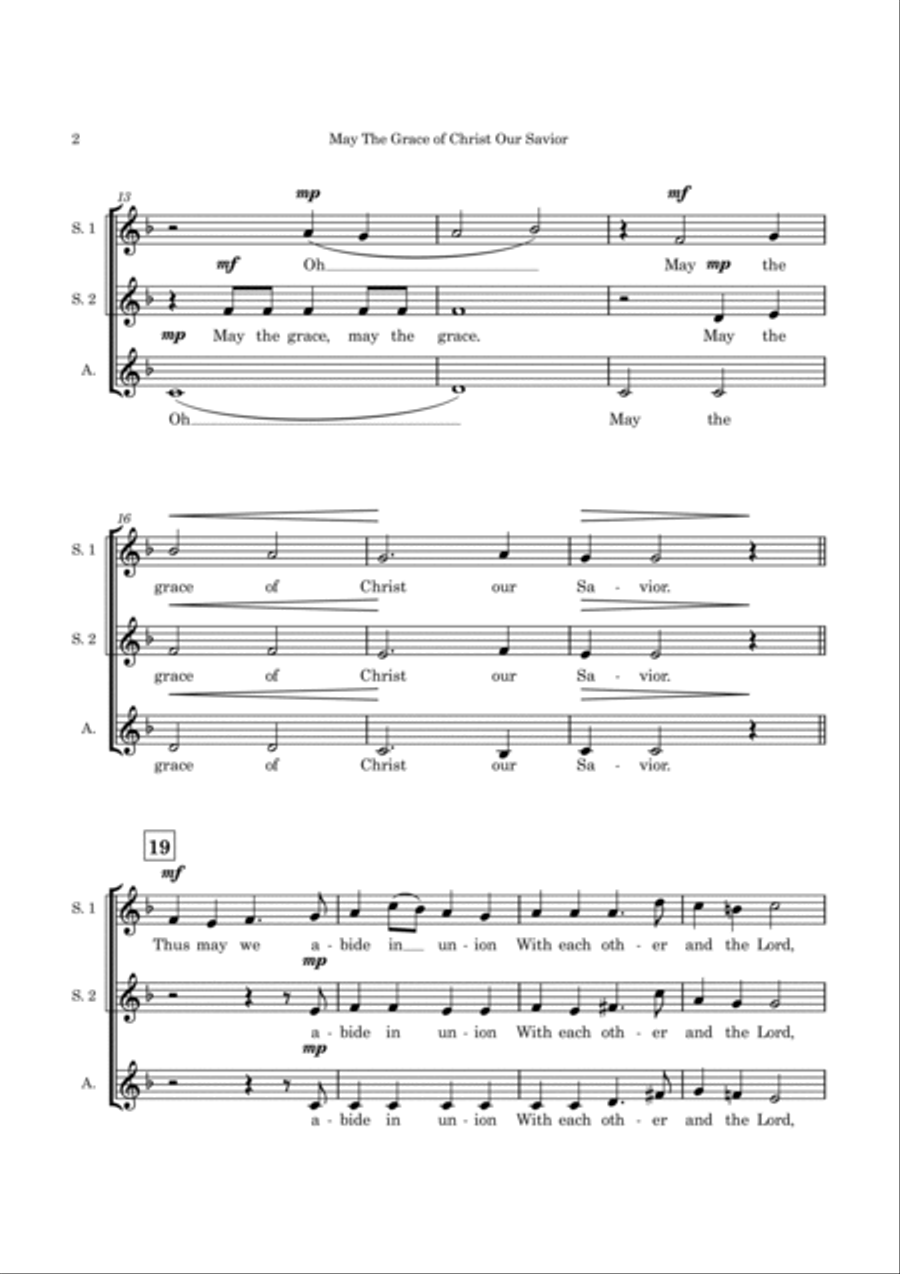 May The Grace of Christ Our Savior - SSA A Cappella SSA scores gallery preview page 3