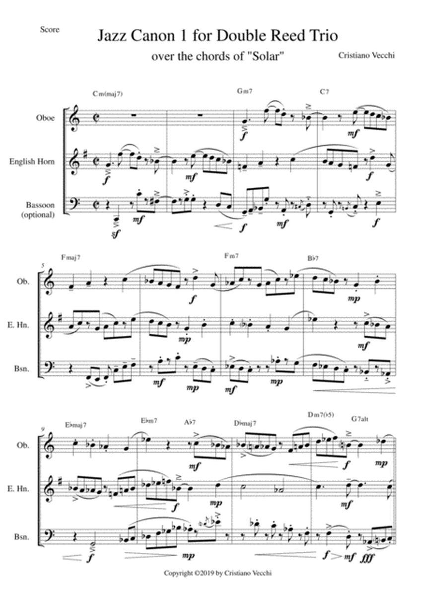 Jazz Canon 1 for Double Reed Trio image number null
