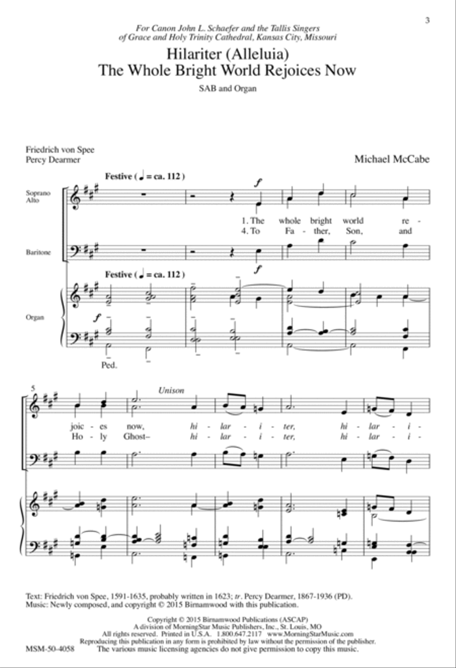 Hilariter (Alleluia): The Whole Bright World Rejoices Now 3-Part scores gallery preview page 2