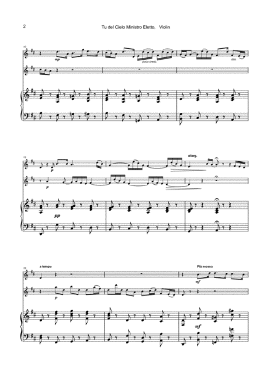 Tu del ciel ministro eletto, Aria by G F Handel, for Two Violins and Piano String Duet scores gallery preview page 3