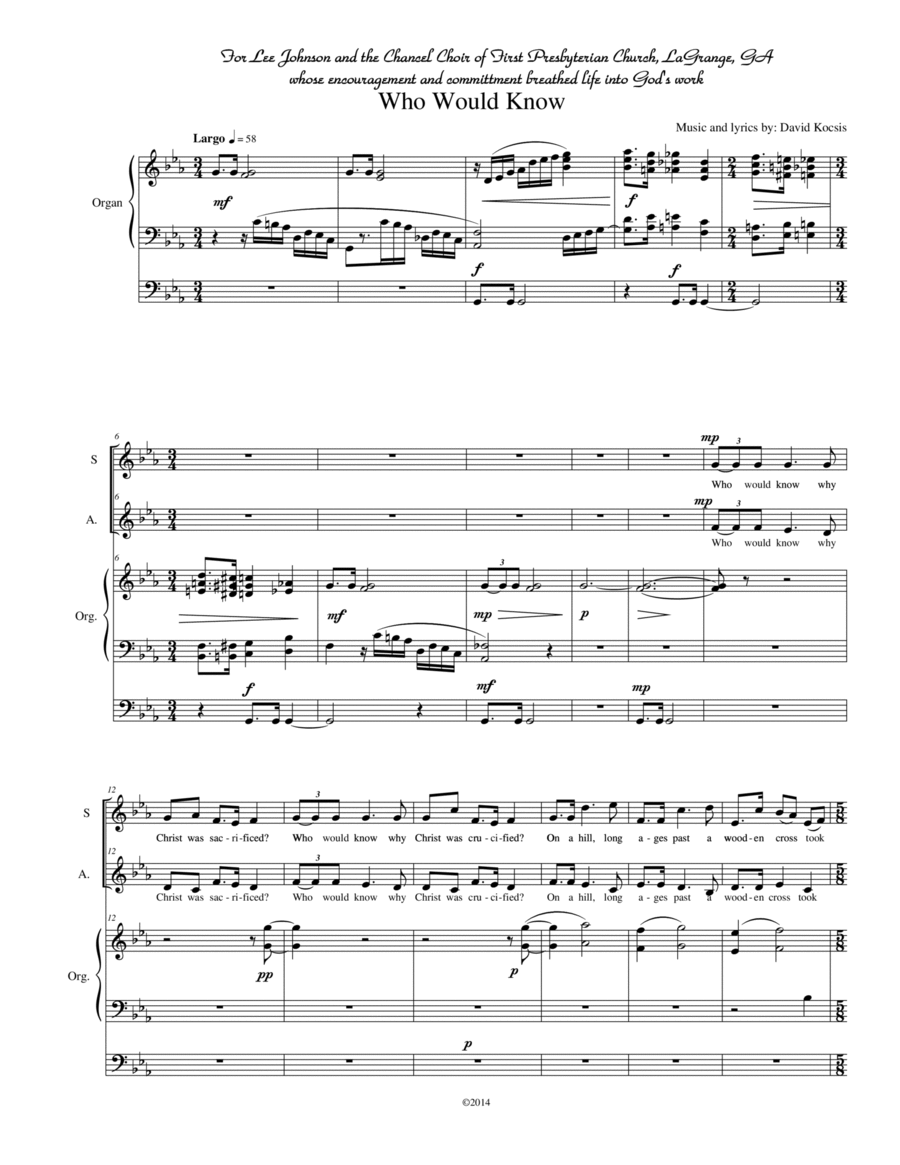 Who Would Know 4-Part scores gallery preview page 1