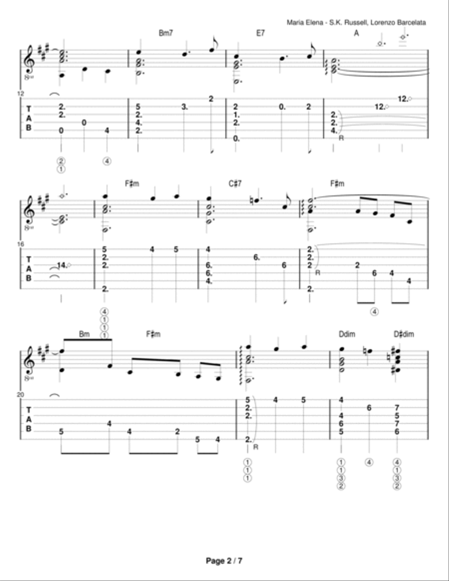 Maria Elena Guitar Solo scores gallery preview page 2