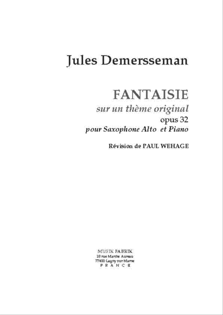 Fantaisie sur un theme originale, opus 32 Alto Saxophone scores gallery preview page 1