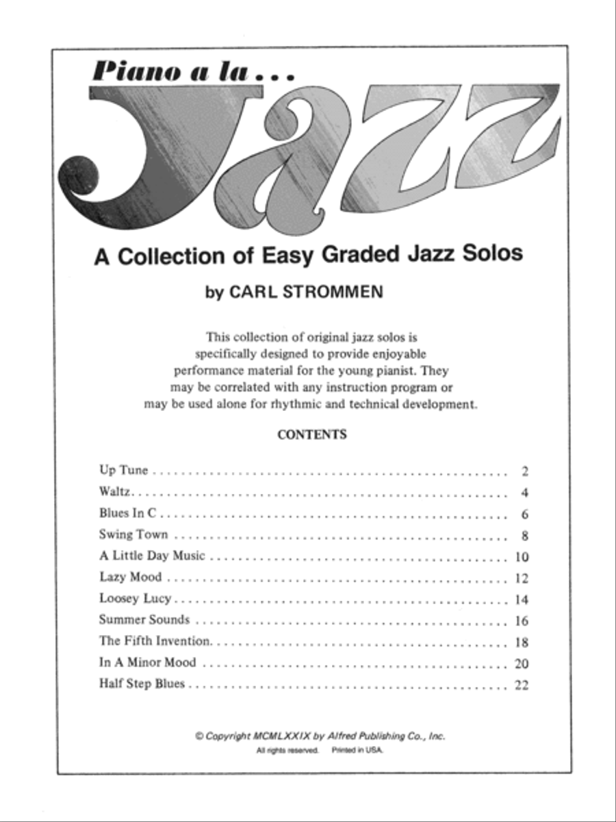 Piano a la Jazz -- Easy Piano a la Jazz -- Easy Piano Solo scores gallery preview page 2