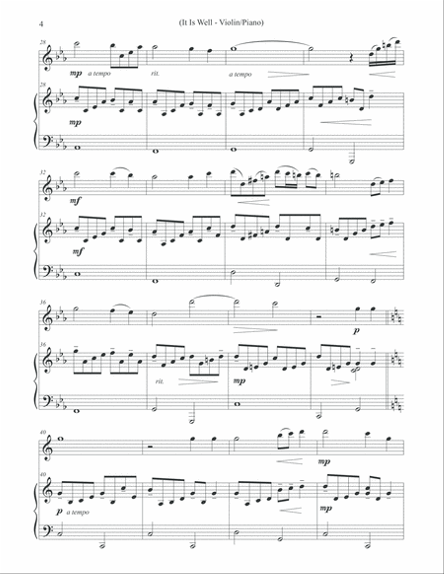It Is Well (Solo Violin & Piano) Violin Solo scores gallery preview page 4