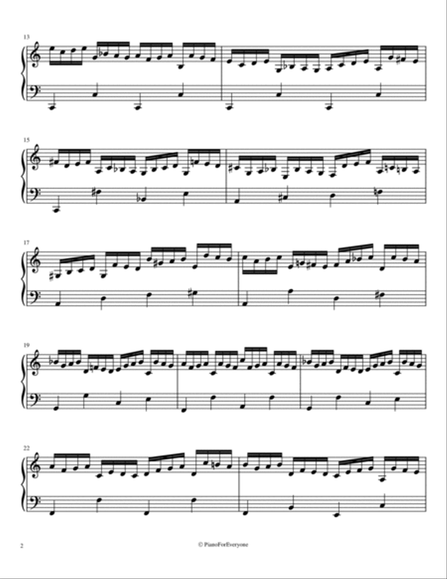 'Prelude in D Major' from WTC Book 1 - Bach (Easy Piano) Easy Piano scores gallery preview page 2