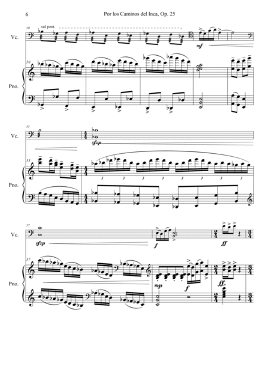Por los Caminos del Inca, Op. 25 for cello and piano Piano scores gallery preview page 6
