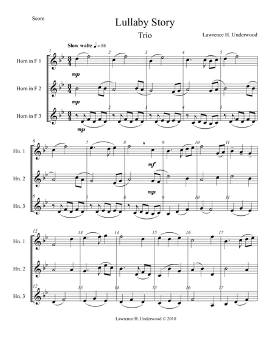 Lullaby Story Brass Ensemble scores gallery preview page 2