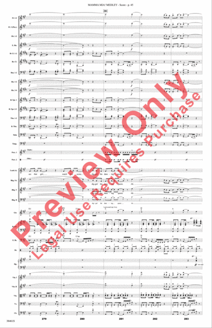 Mamma Mia! Medley Full Orchestra scores gallery preview page 46