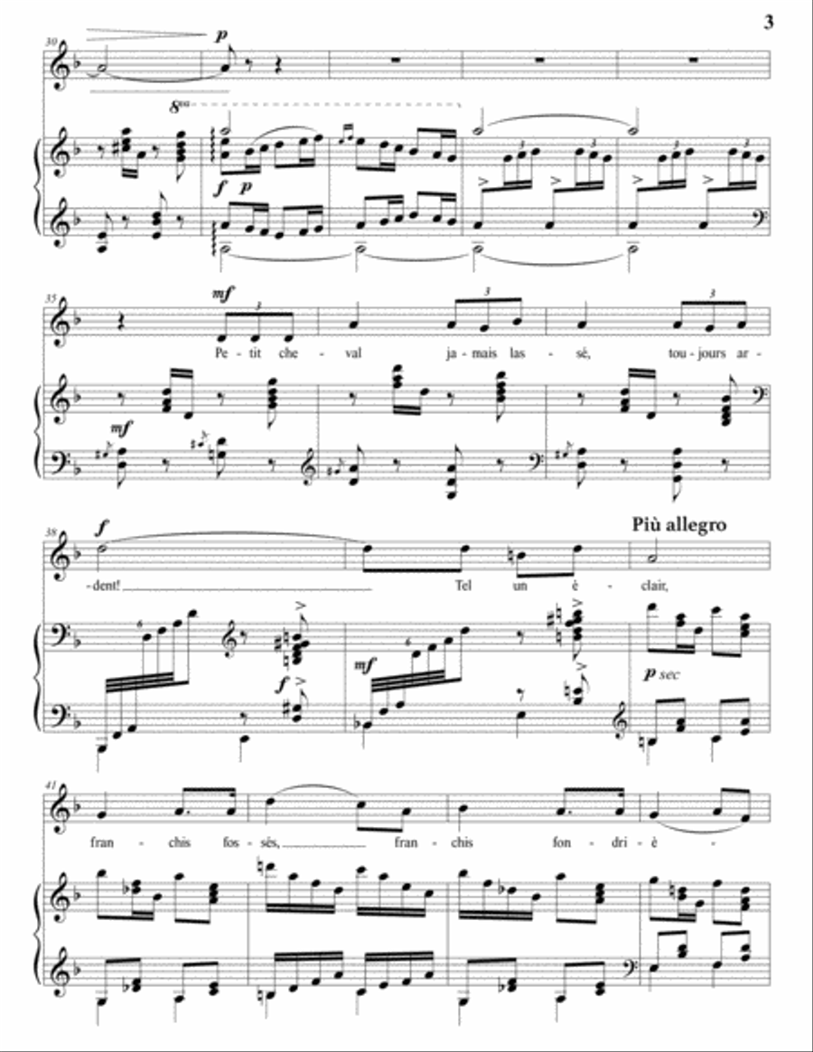 DE SÉVERAC: Chanson pour le petit cheval (transposed to D minor) Voice scores gallery preview page 4