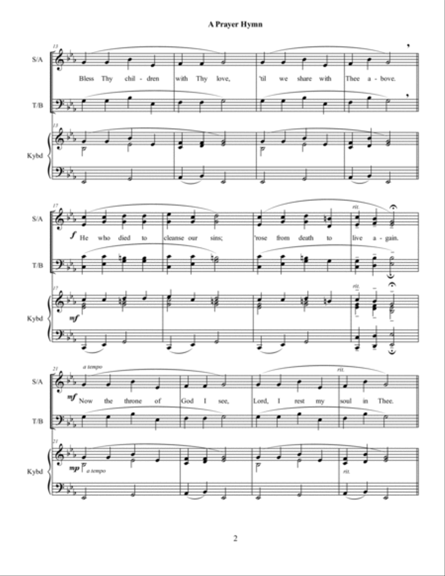 A Prayer Hymn A Prayer Hymn 4-Part scores gallery preview page 2