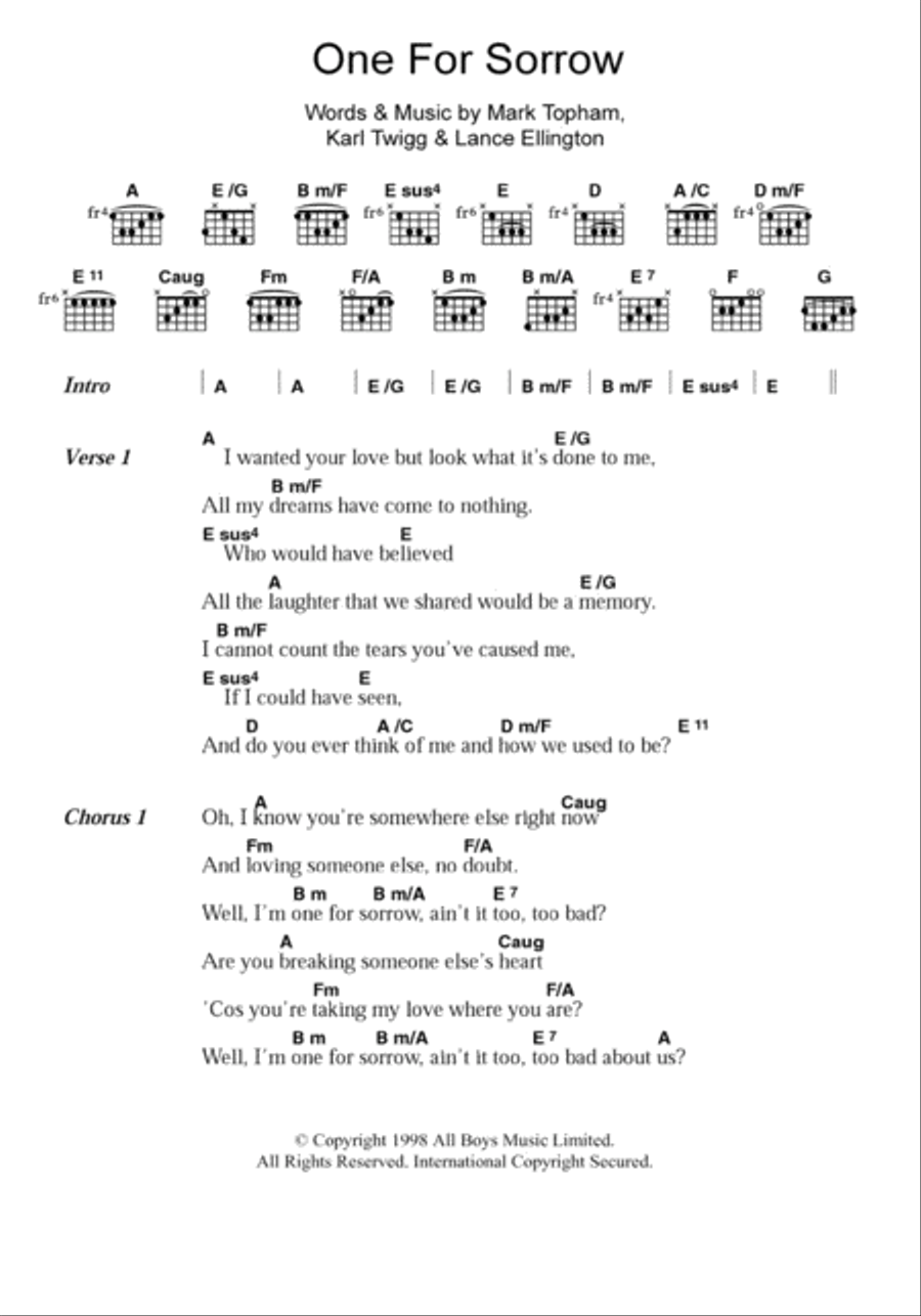 One For Sorrow Acoustic Guitar scores gallery preview page 1