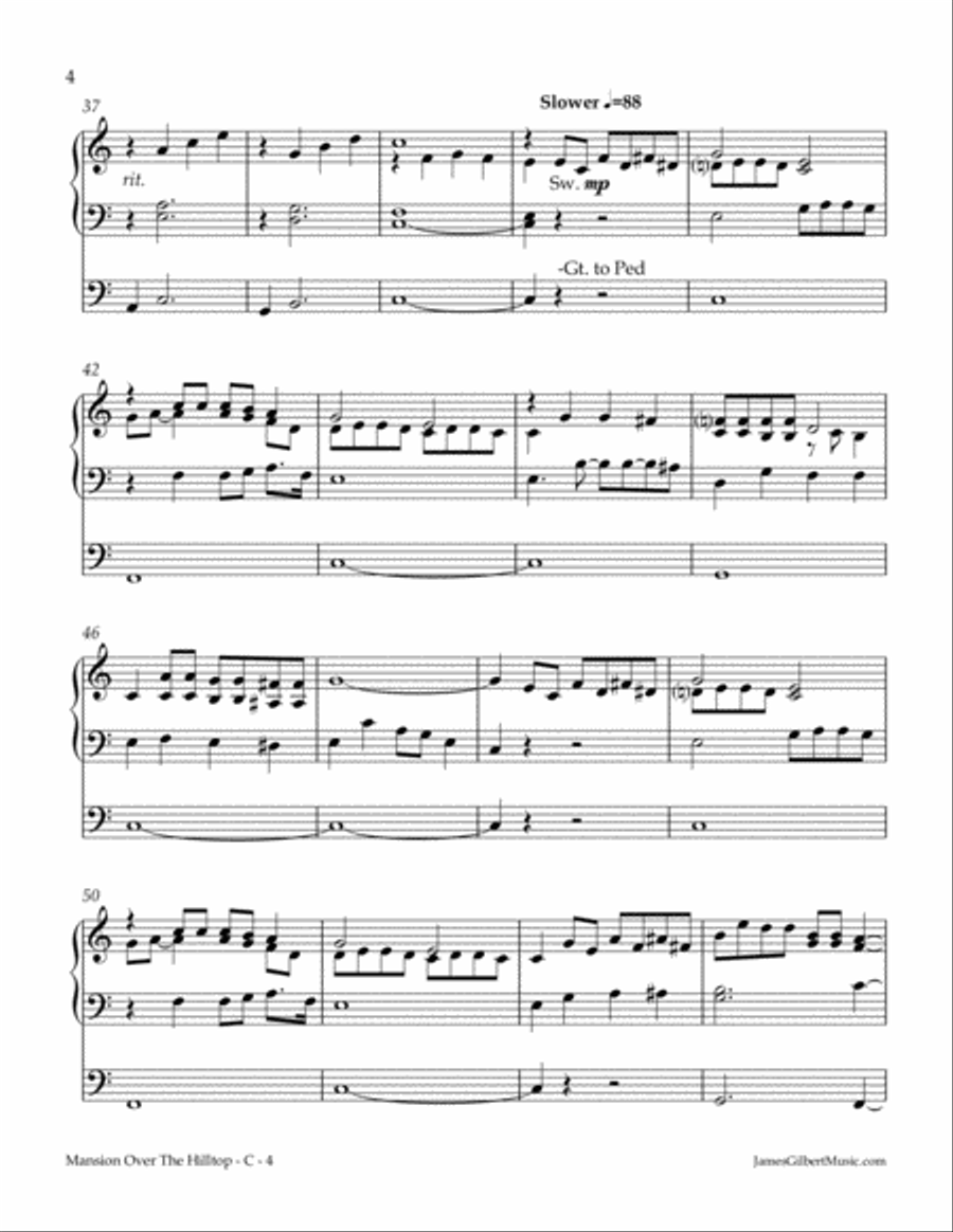 Mansion Over The Hilltop Organ Solo scores gallery preview page 4