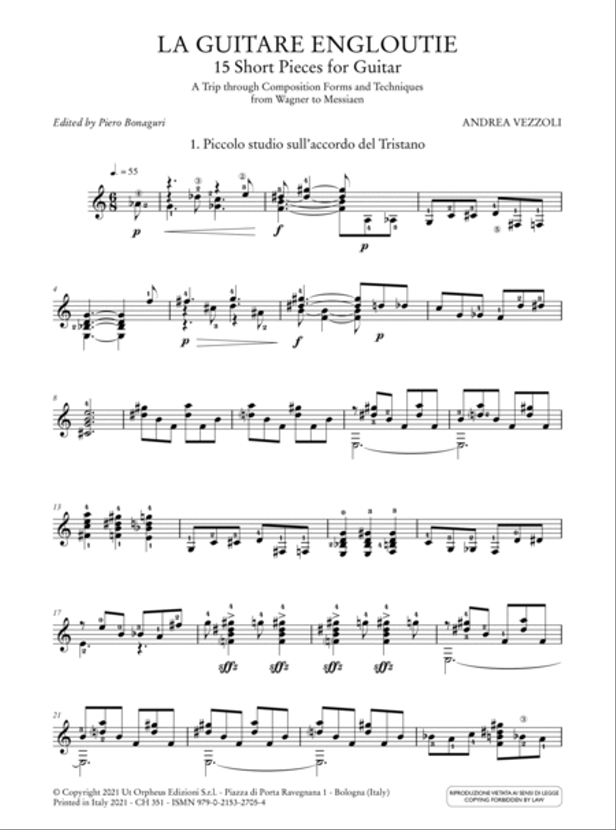 La Guitare Engloutie. 15 Short Pieces for Guitar. A Trip through Composition Forms and Techniques from Wagner to Messiaen Acoustic Guitar scores gallery preview page 2